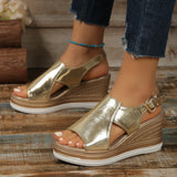 Breakj Summer Fashion Sandals Large-Size Buckle With Loose Pastry Slope And Thick-Soled Beach