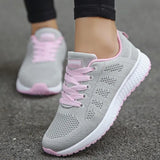 Women's Sneakers Fashion Summer Women Flat Shoes Soft Sole Breathable Woman Vulcanize Shoes Soild Color Lace Up Zapatos