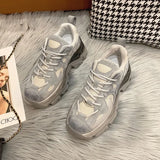 Women Sneakers Fashion Mesh Chunky Sneakers Casual Shoes Autumn Reflective Comfortable Thick Sole White Dad Flats Platform