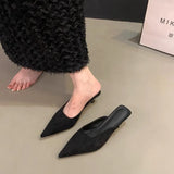 Breakj Low-Heeled Leopard-Print Half-Slippers Outside The Home Wear 2025 New Women's Shoes Temperament Pointed Fashion