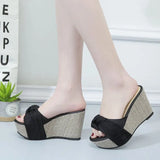 Breakj Summer New Slope And Roman Breeze Flower Sandals High Heel Daily Beach Cool Drag