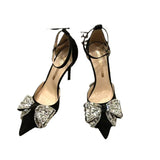Breakj Version Of The Fashion Bow Water Drill High Heel 2025 New Four-Season Tip Fine Heel Single Shoes Elegant Women's