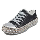 Woman Spring Leopard Print Canvas Fashion Sneakers Rhinestone Sequin Flat Wild Women's Shoes Youth Casual Shoes Plus
