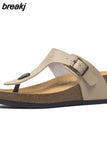 Fashion Summer Women Wedge Cork Flip Flops Slipper 2023 New Beach Outside Non-slipe Trifle Platform Med Heel Slide