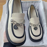 2022 Lolita shoes NEW chain heart loafers women platform shoes cute Japanese JK uniform leather shoes students mary janes