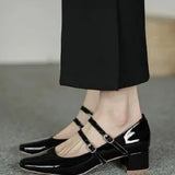 Breakj Size Mary Jane Shoes Popular Summer New Thick Heel Retro Square Head Women's Shoes Fashion Temperament In The Heel Simple Single