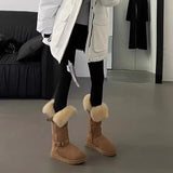 Breakj New Winter Plus Velvet Warm Shoes Long-Boel Cotton Boots Fur One Gray High-Crash Fur Snow Boots Women's