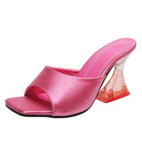 Breakj Summer New Transparent High-Heeled Shoes Net Red Design Square Head Sandals Fashion Korean Version Of The Temperament Cool