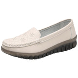 Breakj Autumn Leather Soft Soles Casual Women's Singles Comfortable Anti-Slip Wear-Resistant Mother Shoes Bean Shoes
