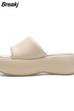 Fashion Brand Women's Slippers 2023 Wedge High Heeled Sandals European Style Simply Casual Comfy Walking Slippers