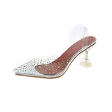 Breakj Summer New Korean Version Of Transparent Water Drill Fine Heel Sandals Crystal Shoes Women's High Heels High
