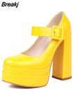 Big Size 43 Brand New Great Quality Block High Heel Chunky Platform Shoes Spring Summer Sexy Goth Mary Jane Footwear