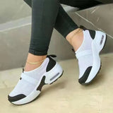Casual Shoes Solid Color Knitted Mesh Air Cushion Sneakers Comfortable and Lightweight Outdoor Non-slip Running