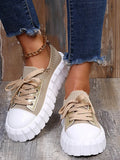 Women's Stylish Sneakers 2022 Spring New Stretch Fabric Ladies Lace Up Casual Shoes 36-43 Large-Sized Female Comfy