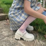 Lolita Shoes Platform White High Heels Shoes Fashion Patent Leather Platform Shoes Woman Pumps Round Toe Mary Jane