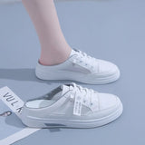 Breakj Half Slippers Women Wear Shoes 2025 Summer New Leisure A Foot Pedal Lazy Thin Bottom Small White Shoes