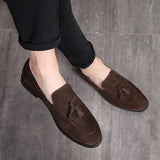 New Men Suede Loafers Shoes Tassel Design Business Shoes Men's Flats Big Size 47 Simple Slip on Male Mans Casual