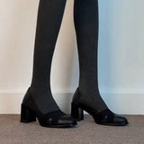 And Winter 2025 New One-Legged Round Head High-Heeled Women Retro Commute Cross-Carrying Temperament Thick Heel Single