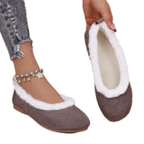 Breakj Solid-Colored Velvet Flat Bottom Low-Top Cotton Shoes Women Plus Velvet Wide Buns To Keep Warm Hair Single