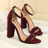 Breakj Women's Shoes Summer High Heels Fashion Simple Thick Heel High Heel Sexy Nightclub A Word Belt