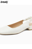 Size 34-40 Women Sandals Real Leather Silver Low Heels Shoes For Women Summer 2023 Slingback Pumps Casual Office