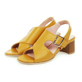 Summer Sandals Women Shoes Buckle Thick High Heels Party Shoes Fashion Open Toe Sandals Lady Yellow 2020 Plus Size
