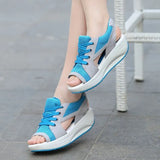 Women Sandals Platform Mesh Sandals Comfortable Sandals for Women Open Toe Casual Lace-up Sneakers Summer Female Sports