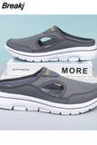 Men Casual Mules Mesh Breathable Flat Slippers Summer Couple Shoes Large Size Loafers Fashion Shoes Men Street