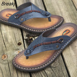New Summer Handmade Leather Slippers Trendy Fashion Men's Flip-flops Outdoor Breathable Comfortable Men and Simple