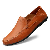 Mens Shoes Leather Casual Shoes Fashion Sneakers Men Loafers Breathable Slip on Moccasins Driving Shoes for Male Plus Size