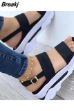 Women Summer Platform Sandals Buckle Strap Open Toe Thick Bottom Punk Ladies Casual Flats Beach Shoes Sandalias De