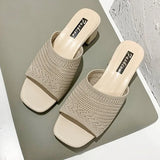 Slippers 2022 summer Fashion Fly Weave Outdoor Sandals Women Closed Toe Comfort Slippers Women Medium Heel