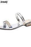 Women Sandals Bling Pumps Shoes Comfort Ladies Woman Sandale Gold Silver High Heels Female Footwear Slip On Sandals