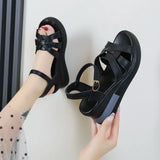 Women's Sandals Fish Mouth Buckle Wedges Large Size Women Shoes Woman Zapatillas Sandalias Zapatos Chaussure