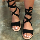 Sandals Plus Size lace up Sandals For Beach Summer Shoes Woman Rome Flat Sandals Soft Flip Flop Female Summer Sandals