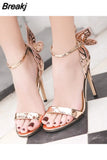 Fashion Three-dimensional Butterfly Stilettos Elegant Buckle Sandals Women Closed Toe Sexy High Heels Sandalias De