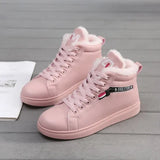 Winter Boots Women Ankle Boots Warm PU Plush Winter Woman Shoes Sneakers Flats Lace Up Short Snow Boots Botas De