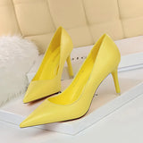 Breakj Korean Version Of Fashion Simple And Versatile Women's Shoes Fine Heel High Heel Shallow Mouth Pointed Professional OL Show Thin Women's Single