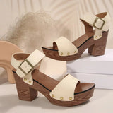 Breakj New High-Heeled Women's Sandals Slope Heel With Fish Mouth Belt Buckle Casual Women's