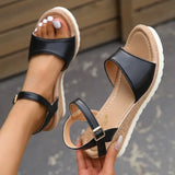 Breakj Ladies Sandals 2025 Summer New Large-Size Pine Cake Thick Bottom Slope With Fish Mouth Buckle