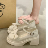 Breakj Jane Small Leather Shoes Women's Thick Soles Increase In The Spring Of 2025 New Sweet Bows Shallow Single Shoe