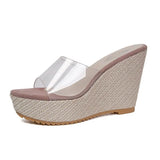 New Summer Fairy Wind High With Cool Slippers Female A Word With Transparent Slope With Cool Drag Outside Wear Korean Version Of Female
