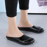 Breakj First Half Of The Slippers Women Wear 2023 New Bean Shoes Flat Bottom Large Lazy Cold Drag Woman