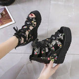 Print Leisure Wedges Women's Shoes 2023 Summer Shoes Women Sandals Platform Shoelaces High Heels Casual Shoes