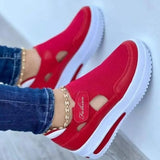 Size Platform Sneakers Women's 2022 Summer New Breathable Mesh Velcro Wedge Casual Sport Shoes Light Woman Vulcanize