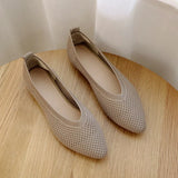 Shoes 2021 Mesh Square Toe Flat Shoes Women Soft Bottom Hollow Out Shoes Women Breathable Casual Shoes Zapatos De