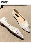 Sequined cloth flats women pointed toe moccasins crystal shoes ladies ballerina glitter soft bottom loafers shoes