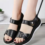 New Summer Women's Leather Sandals Flat Shoes Summer Beach Large Size Fashion and Versatile Temperament Zapatos Para