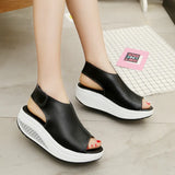 5 Styles Summer Women Sandals Platform Wedges Sandals Leather Swing Peep Toe Casual Shoes Women Walk Shoes Flats Size