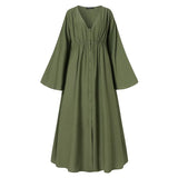 Vintage Solid Shirt Dress Women Spring Sundress ZANZEA Casual Long Sleeve Maxi Vestidos Female V neck Baggy Robe